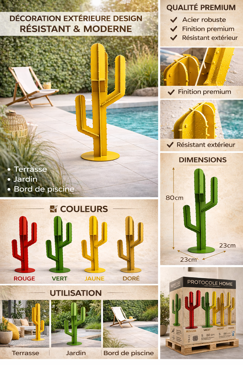 Cactus Décoratif Extérieur en Acier 2 mm – Sculpture Design Jardin & Terrasse
