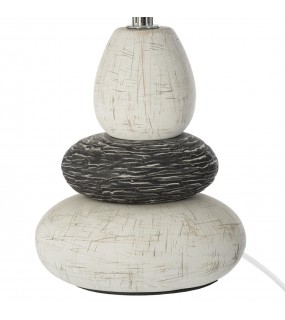 Lampe Clary  ivoire et taupe céramique H33 cm