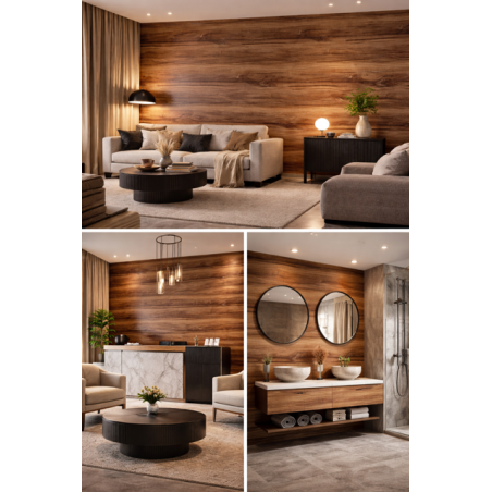 Plaque en PVC effet bois wallnut