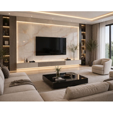 Plaque en PVC effet marbre Beige