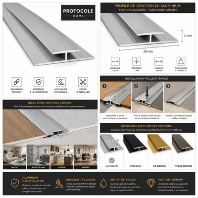 Profile de jonction aluminium 13 MM