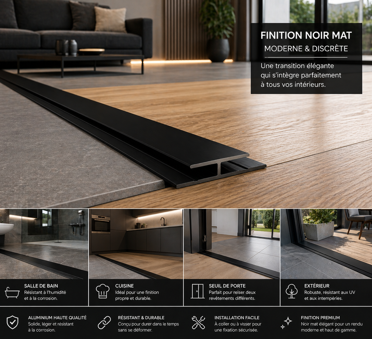 Profile de jonction aluminium 13 MM