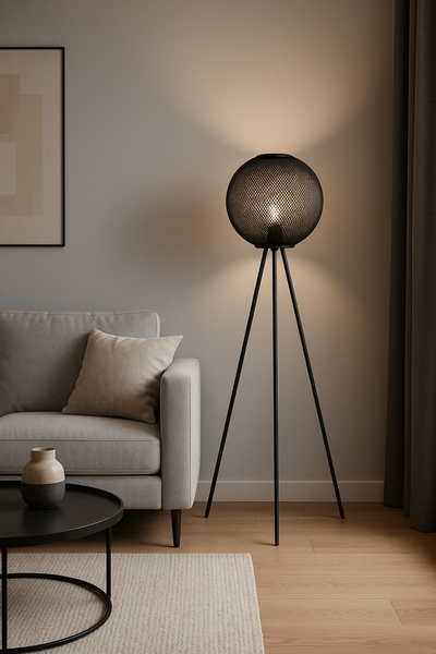 LAMPE TREPIED METAL NOIR 60X50X160CM ROND