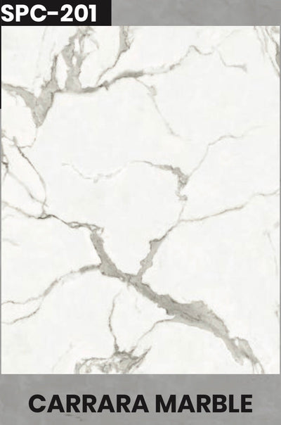 SPC Plaque de revêtement mural MAT Effet Marbre Mat Carrara  – Panneau Décoratif Résistant Salle de Bain Cuisine Salon – SPC-201