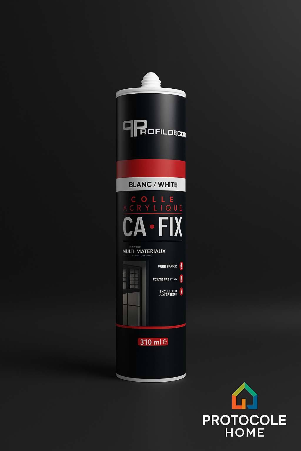 CA-FIX - Colle Acrylique Multi Matériaux Haute Adhérence | Tube 310 ml | Blanc