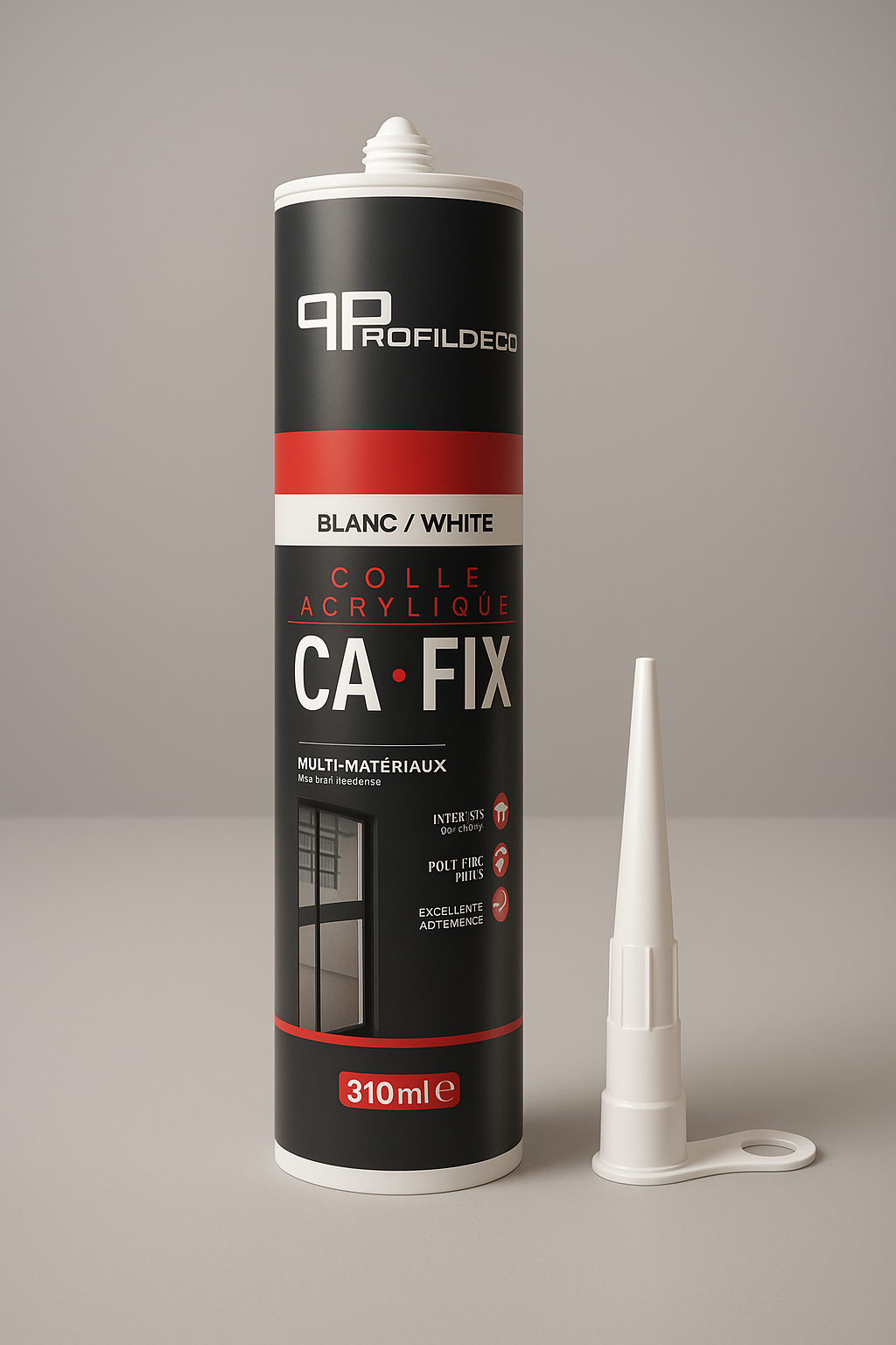 CA-FIX - Colle Acrylique Multi Matériaux Haute Adhérence | Tube 310 ml | Blanc