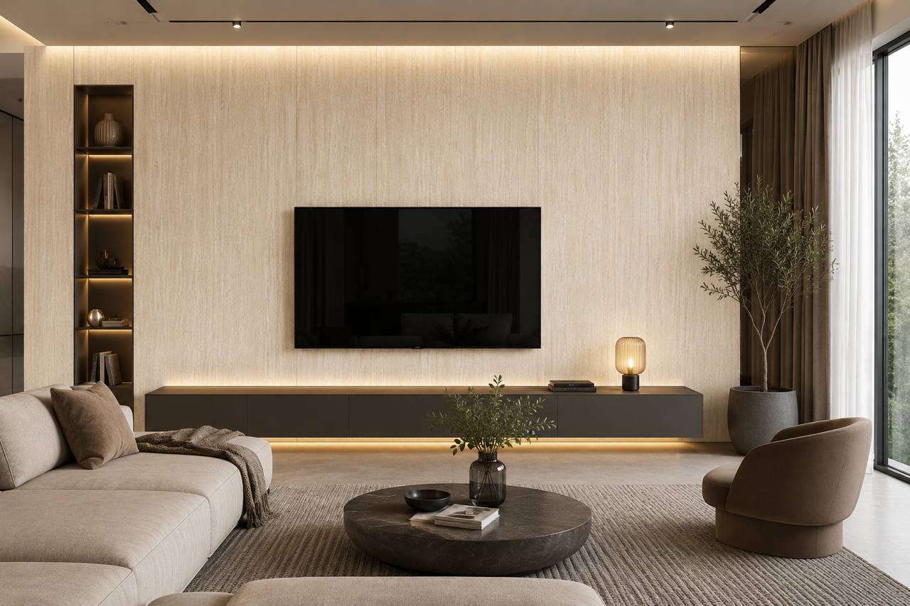 SPC 301 Plaque  mural MAT Effet Travertin  –  600 x 1200 mm